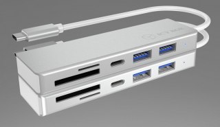 HUB USB IcyBox 3.0 typu C z 3 portami i czytnikiem kart pamięci
