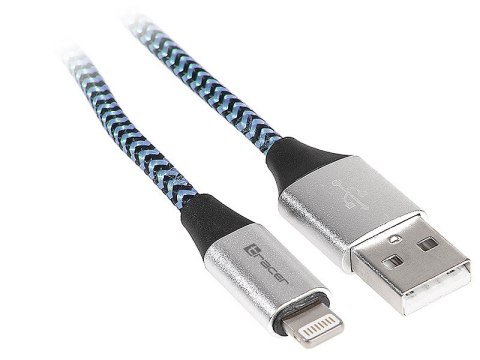 Kabel USB 2.0 Tracer iPhone Lightning 1m czarno-niebieski szybkie ładowanie