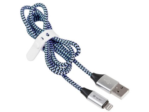 Kabel USB 2.0 Tracer iPhone Lightning 1m czarno-niebieski szybkie ładowanie