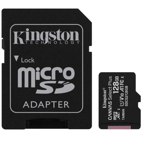 Karta pamięci microSD Kingston 128GB Canvas Select Plus 100MB/s z adapterem