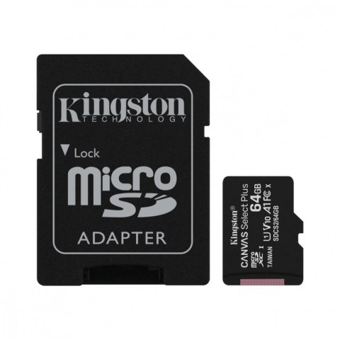 Karta pamięci microSD Kingston 64GB Canvas Select Plus 100MB/s z adapterem