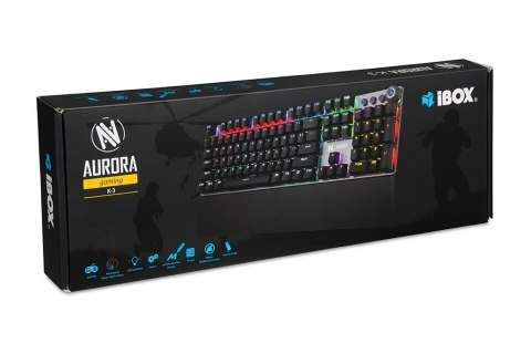 Klawiatura iBOX Aurora K-3 Gaming mechaniczna podświetlana z przełącznikami brązowymi