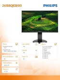 Monitor Philips 241B8QJEB 23.8 prostokątny FHD IPS z Pivot
