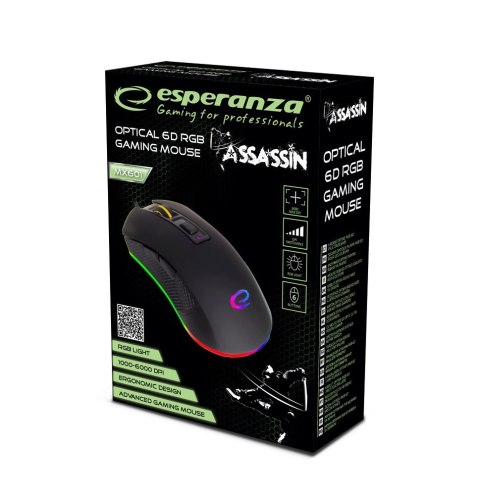 Mysz Esperanza ASSASSIN 6D optyczna USB dla graczy czarna