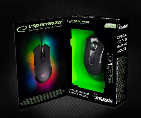 Mysz Esperanza ASSASSIN 6D optyczna USB dla graczy czarna