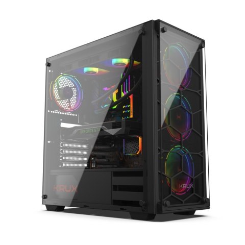 Obudowa KRUX Leda RGB midi tower z hartowanym szkłem i wentylatorami