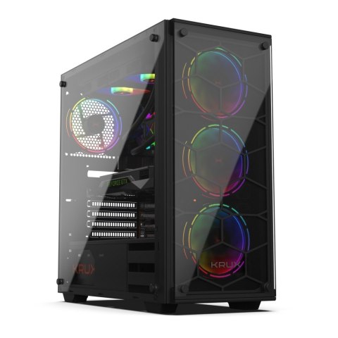 Obudowa KRUX Leda RGB midi tower z hartowanym szkłem i wentylatorami