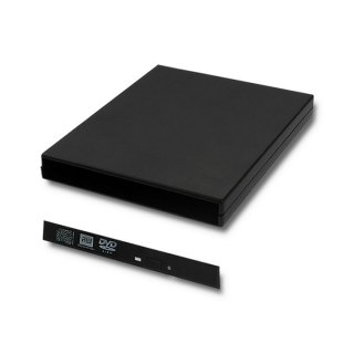 Obudowa Qoltec kieszeń na napęd optyczny CD/DVD SATA USB 2.0 12.7mm czarna