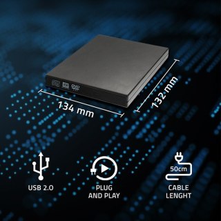 Obudowa Qoltec kieszeń na napęd optyczny CD/DVD SATA USB 2.0 12.7mm czarna
