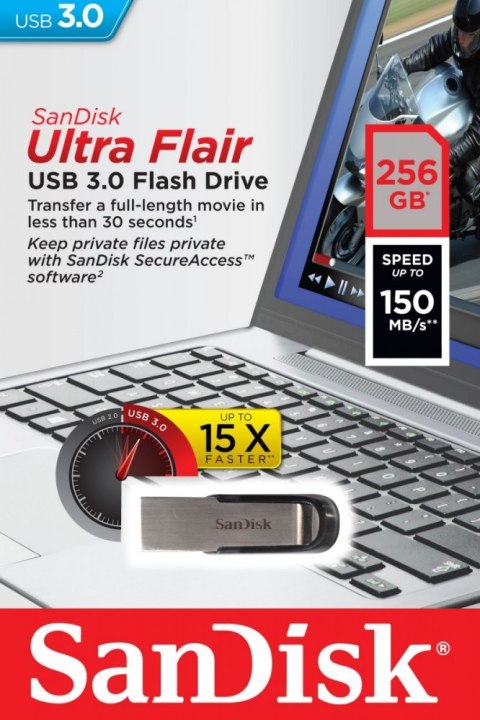 Pendrive SanDisk ULTRA FLAIR 256GB USB 3.0 szybki metalowy