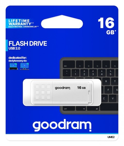 Pendrive GOODRAM UME2 16GB USB 2.0 biały pamięć z praktycznym designem