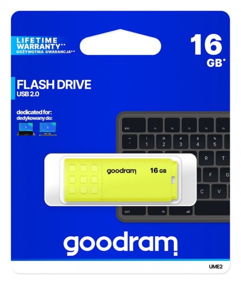 Pendrive GOODRAM UME2 16GB USB 2.0 Żółty o wysokiej wydajności