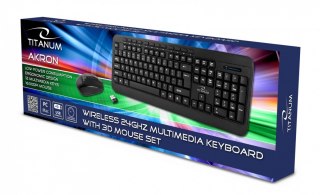 Zestaw bezprzewodowy klawiatura mysz Akron USB 2,4 GHz do biura