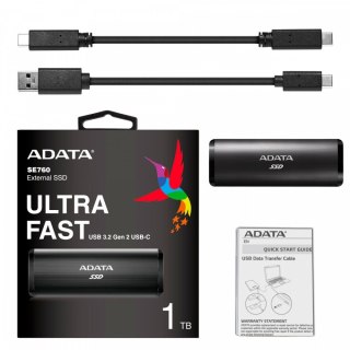 Dysk zewnętrzny SSD Adata SE760 1TB USB 3.2 szybki czarny