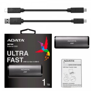 Dysk zewnętrzny SSD Adata SE760 1TB USB 3.2 tytanowy szybki