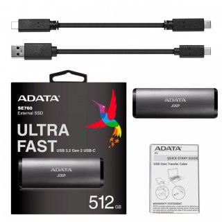 Dysk zewnętrzny SSD Adata SE760 512GB USB3.2 szybki tytanowy