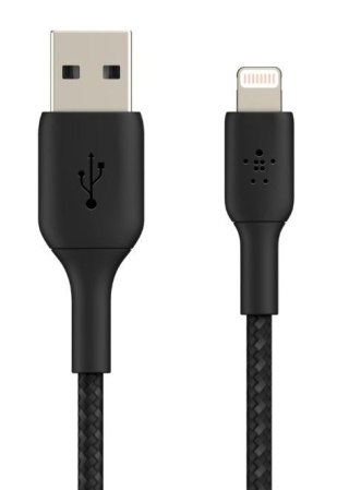 Kabel Belkin Braided USB Lightning 15cm czarny wytrzymały