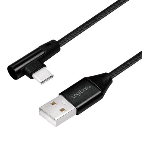 Kabel USB LogiLink 2.0 A męski do USB-C kątowy 0.3m czarny