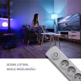Listwa antyprzepięciowa Qoltec 5 gniazd 1.8m szara z włącznikiem Quick Switch