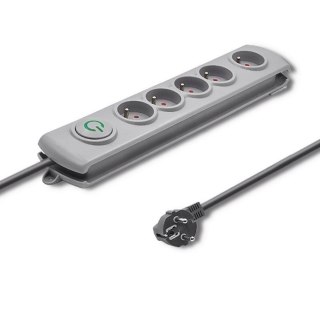 Listwa antyprzepięciowa Qoltec 5 gniazd 3m szara z wyłącznikiem Quick Switch