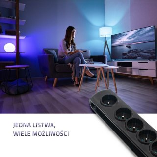 Listwa antyprzepięciowa Qoltec 7 gniazd 1.5m z wyłącznikiem nożnym czarna