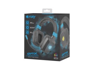 Słuchawki Fury Raptor Gaming nauszne czarno-niebieskie z mikrofonem