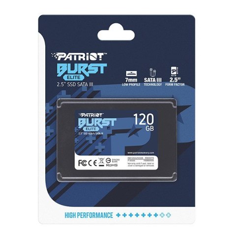 Dysk SSD Patriot Burst Elite 120GB SATA III 450MB/s czarny 2.5 nowoczesny