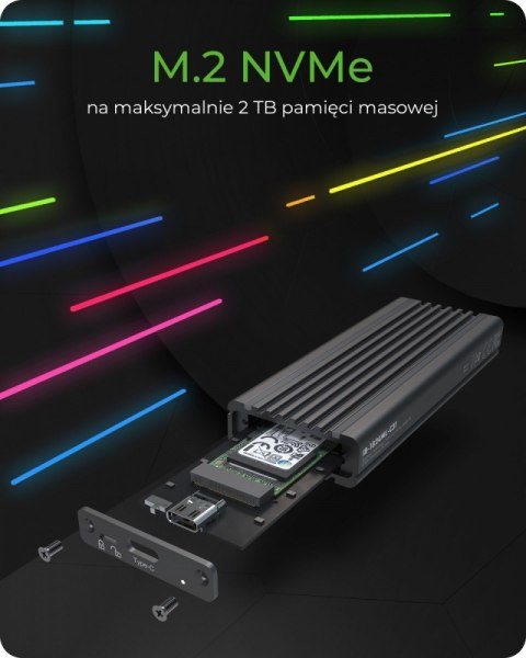 IcyBox IB-1824ML-C31 obudowa M.2 NVMe SSD z RGB aluminiowa