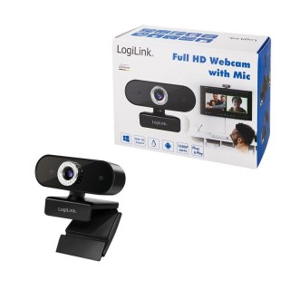 Kamera internetowa LogiLink Full HD z mikrofonem 1080p USB czarna