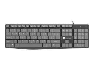 Klawiatura Natec Nautilus US Slim przewodowa multimedialna 1.8m czarno-szara