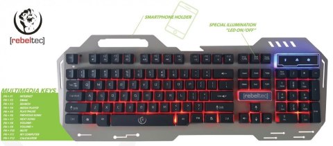 Klawiatura metalowa podświetlana gaming Rebeltec DISCOVERY 2 czerwona LED