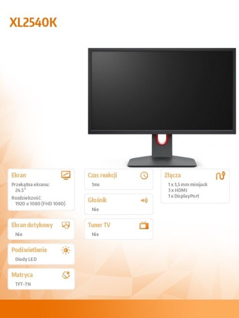 Monitor BENQ XL2540K LED 24.5 FHD 240Hz gaming z regulacją