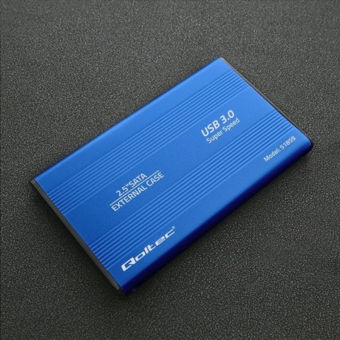 Obudowa Qoltec HDD SSD 2.5 cala SATA3 USB 3.0 niebieska aluminiowa