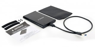 Obudowa zewnętrzna Gembird 2.5 USB 3.1 czarna ze szczotkowanego aluminium