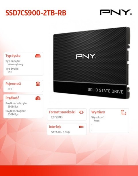 Dysk SSD PNY 2TB 2,5 SATA3 SSD7CS900-2TB-RB wydajny i niezawodny