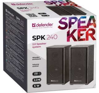 Głośniki Defender SPK-240 2.0 przewodowe drewniane 6W czarne