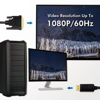Kabel DisplayPort 1.2 do DVI 5m czarny wideo z pozłacanymi złączami
