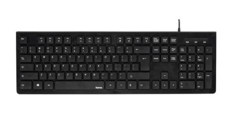Klawiatura przewodowa Hama KC-200 czarna pełnowymiarowa przeciwbryzgowa
