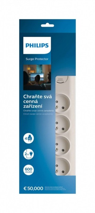 Listwa przepięciowa Philips SPN7040WA/60 4 gniazda 2m biała