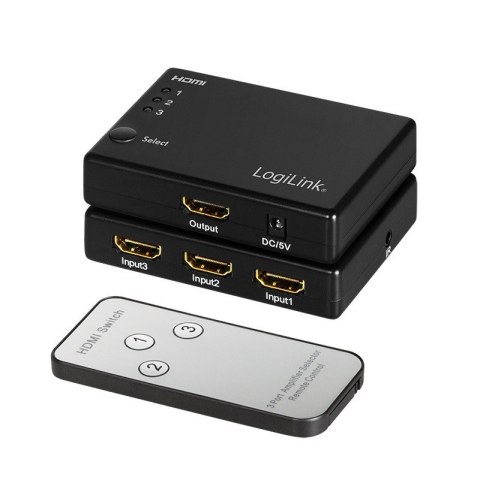 Przełącznik Switch LogiLink 3x1 HDMI 1080p z pilotem