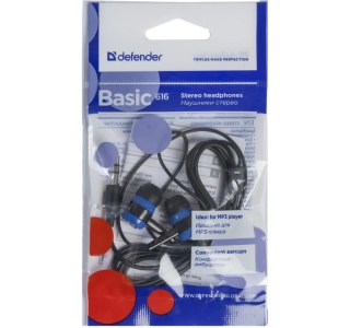 Słuchawki Defender BASIC 616 douszne przewodowe stereo czarno-niebieskie