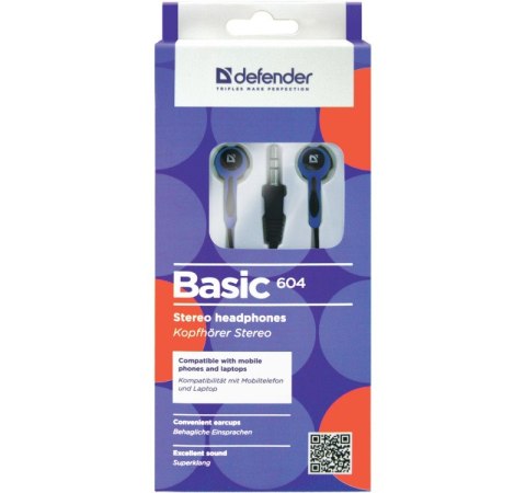 Słuchawki Defender BASIC 604 nauszne czarno-niebieskie do telefonii internetowej