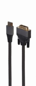 Kabel HDMI do DVI 1.8m pozłacane końcówki nylonowy oplot