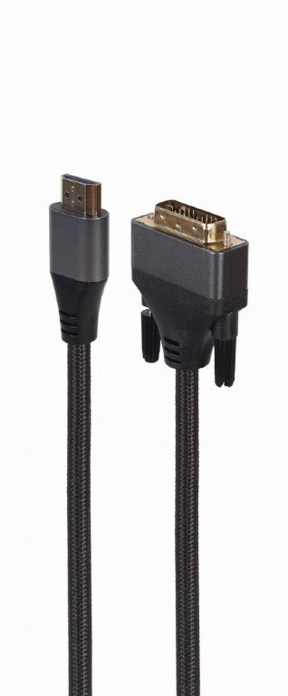 Kabel HDMI do DVI 1.8m pozłacane końcówki nylonowy oplot