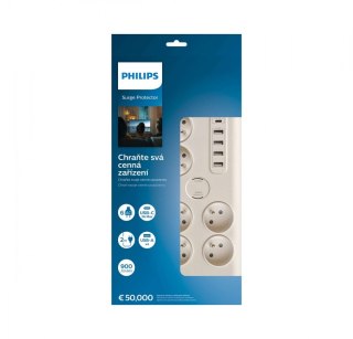 Listwa antyprzepięciowa Philips SPN7060WA/60 6 gniazd 2m z USB