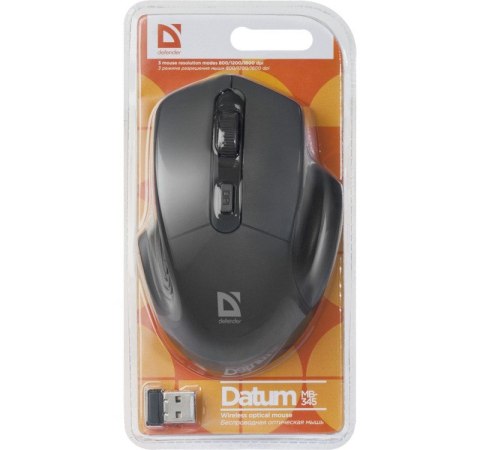 Mysz bezprzewodowa Defender DATUM MB-345 czarna optyczna 1600DPI biurowa