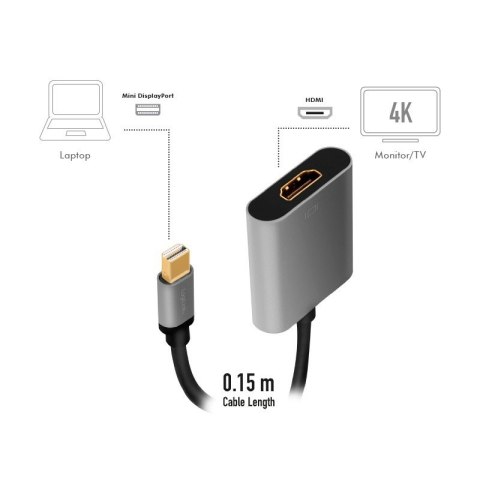 Adapter mDP do HDMI 4K 60Hz aluminiowy 0.15m uniwersalny LogiLink