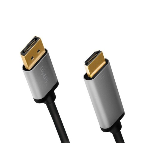 Kabel LogiLink DisplayPort do HDMI 4K 60Hz aluminiowy 2m