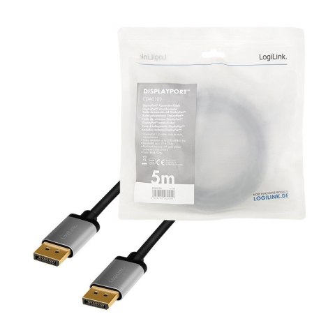 Kabel DisplayPort 4K/60Hz 5m męski aluminiowy LogiLink