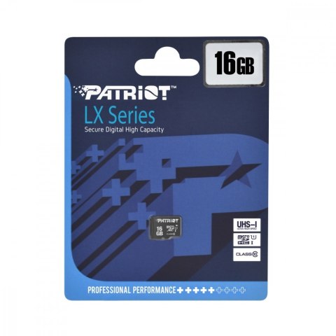 Karta pamięci MicroSDHC Patriot 16GB LX szybka klasa 10 U1